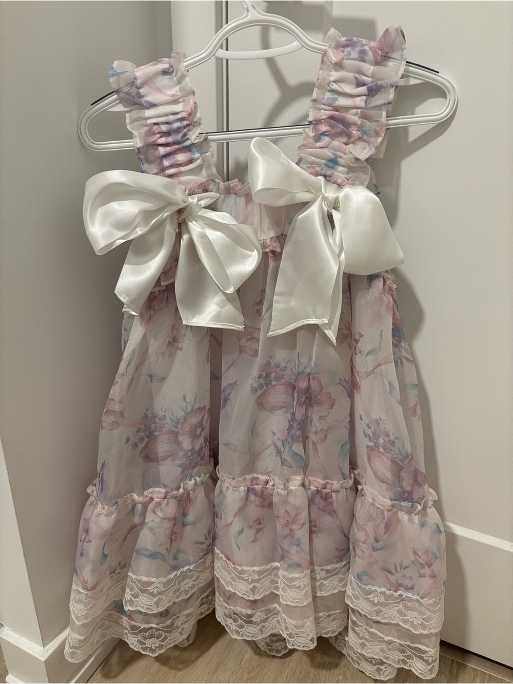 Selkie White Dress with Pastel Floral Accents